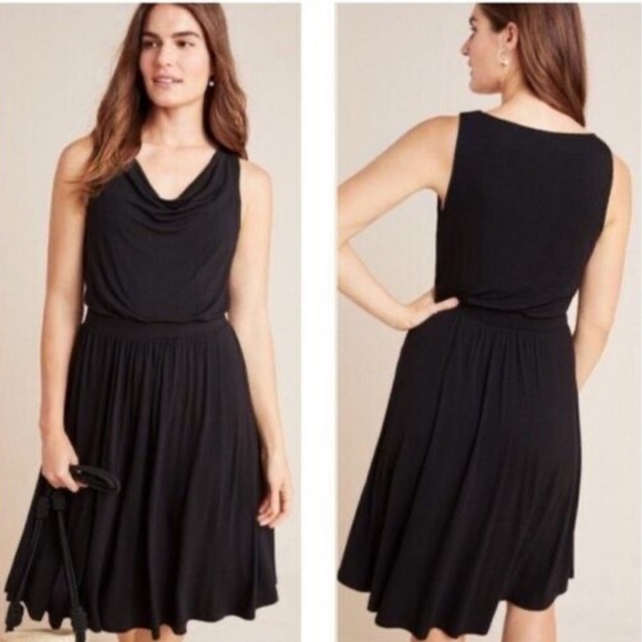 Mauve Dresses & Skirts - Maeve Anthropologie Brianne Black Classic Tank Cowl Neck Dress L